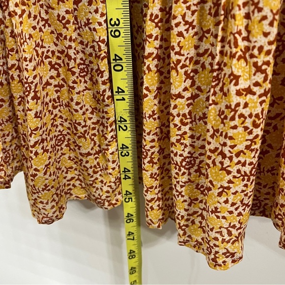 UNIVERSAL THREAD Women Midi Dress Smocking Cap Ruffle Sleeves Mustard Floral XS - Picture 13 of 14